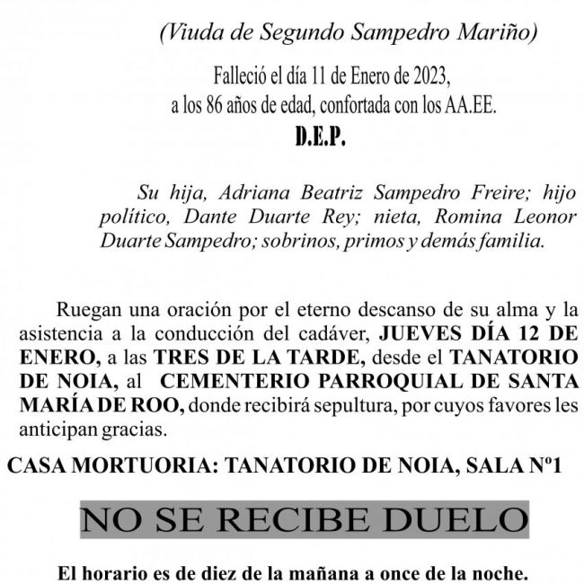 Esquela carmen freire lerston