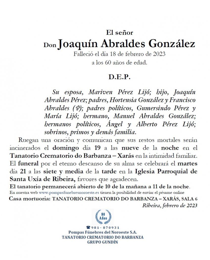 Abraldes González, Joaquin