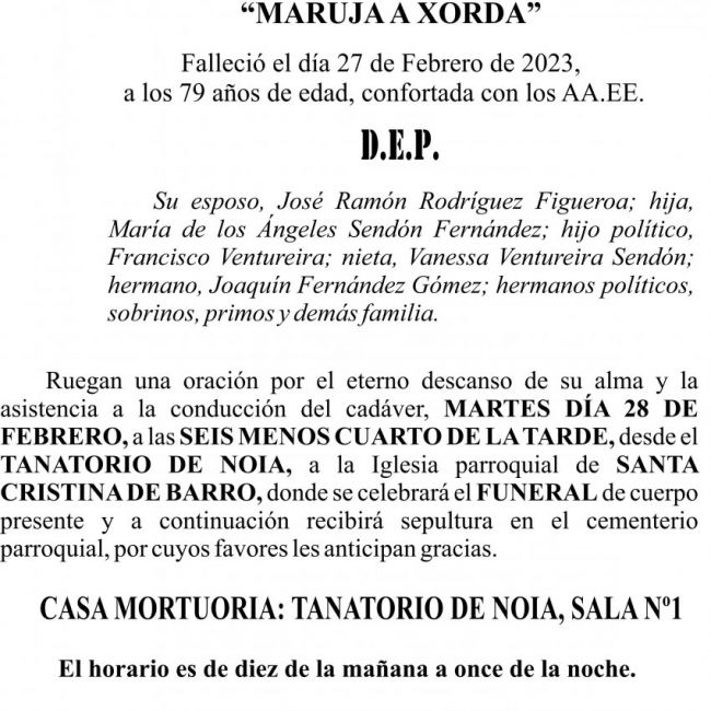 23 02  ESQUELA   María Fernández Gómez
