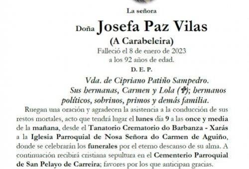 Paz Vilas, Josefa
