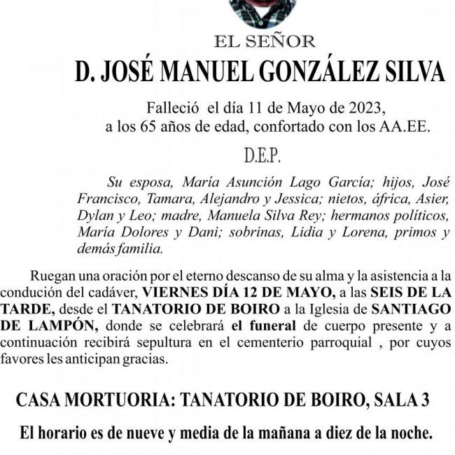 ESQUELA 23, José Manuel González Silva