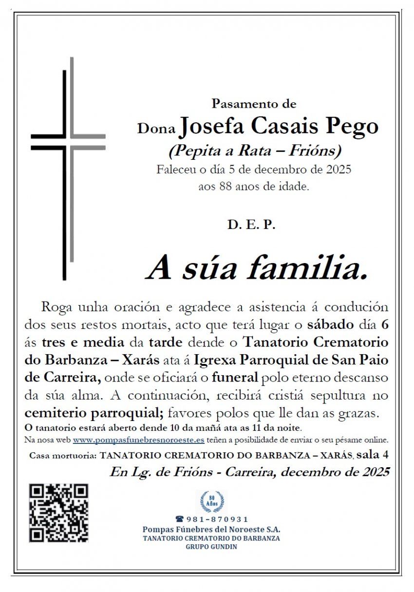 Casais Pego, Josefa