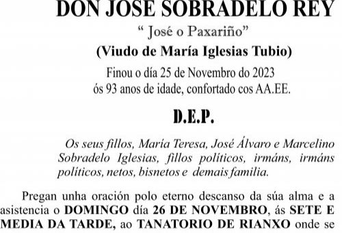 ESQUELA GALEGO  José Sobradelo Rey