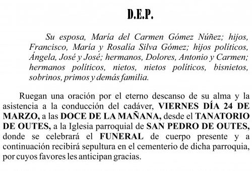 23 01 ESQUELA   Manuel Silva Pais