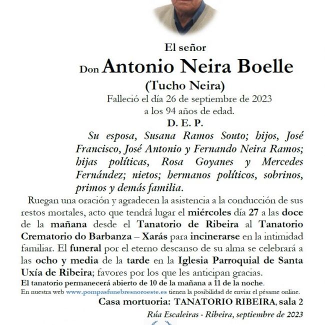 Neira Boelle, Antonio