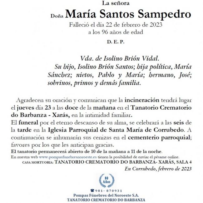 Santos Sampedro, Maria