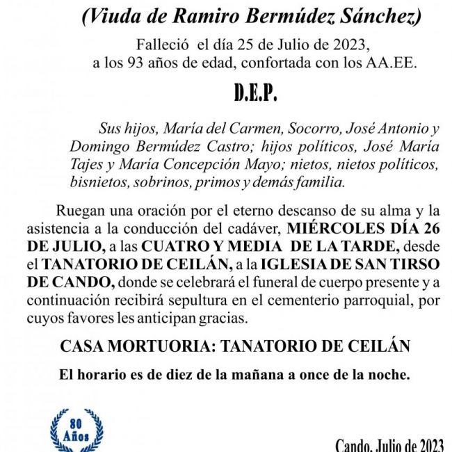 23 07 ESQUELA    Carmen Dorinda Castro Miguens