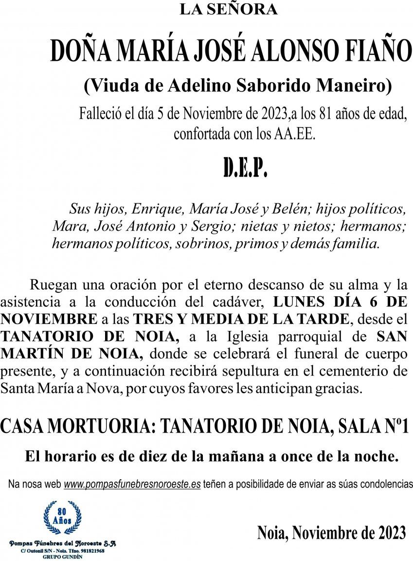 11 23 Esquela María José Alonso Fiaño