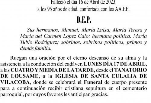 22 ESQUELA Gloria Lopez Calo
