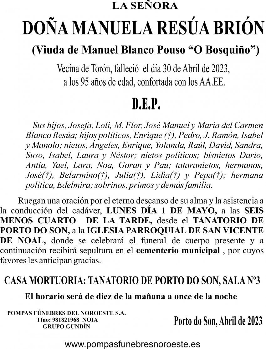 23 04 ESQUELA    Manuela Resúa Brión