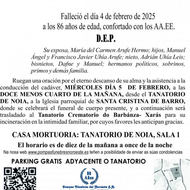 02 2024 Esquela JUAN MANUEL UHÍA FERNÁNDEZ