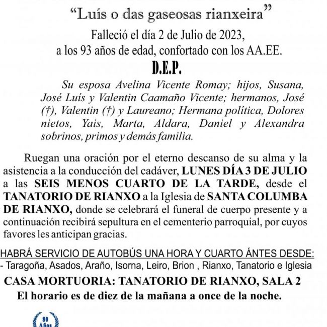 Esquela, Luis Caamaño Alcalde