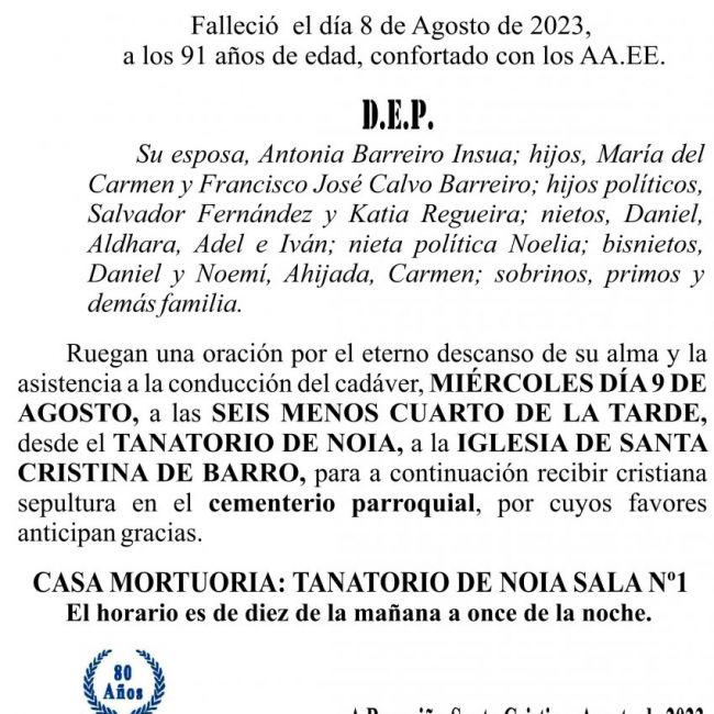 23 07 ESQUELA    José María Calco Fernández