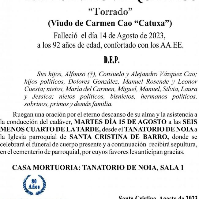 08 23 Esquela, Alejandro Vázquez Pico