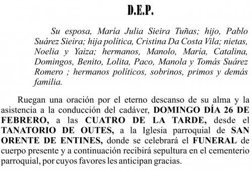 23 02 ESQUELA   José Antonio Suárez Romero