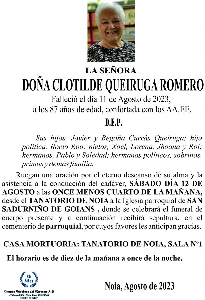 08 23 ESQUELA CLOTILDE QUEIRUGA ROMERO