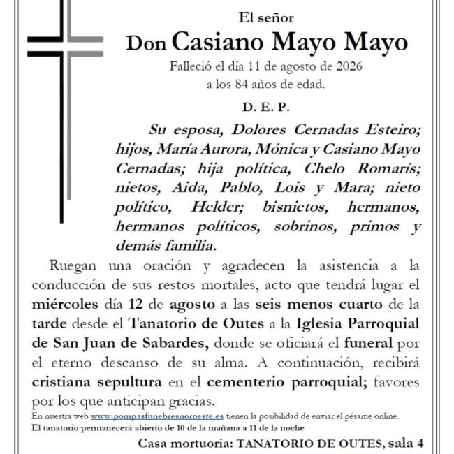 Mayo Mayo, Casiano