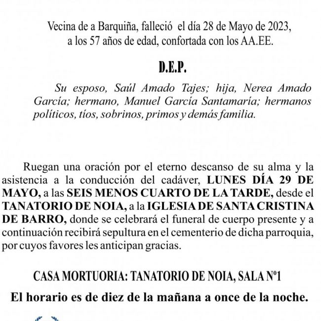 23 05 ESQUELA    Carmen María García Santamaría