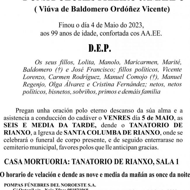 23 05 ESQUELA GALEGO  Dolores Frieiro Jamardo