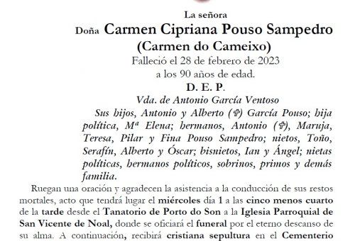 Pouso Sampedro, Carmen Cipriana
