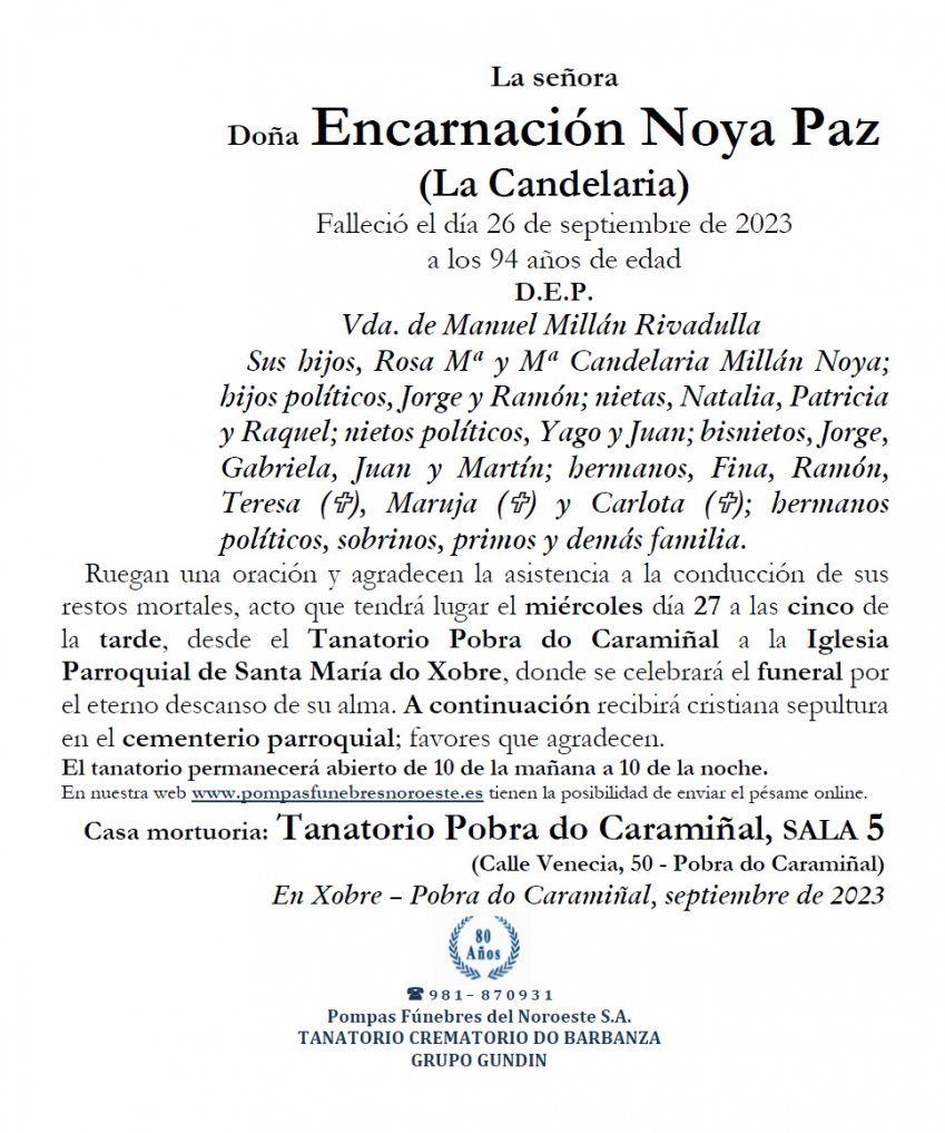 Noya Paz, Encarnacion