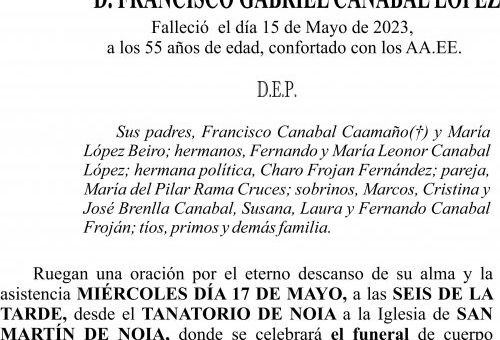 Esquela de Francisco Gabriel Canabal López