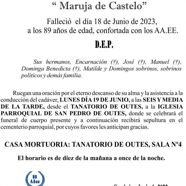 23 06 ESQUELA    María Engracia Molinos Rodriguez