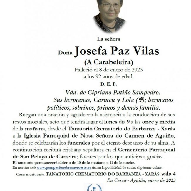 Paz Vilas, Josefa