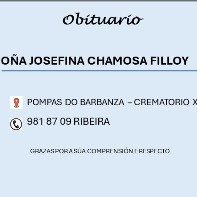 OBITUARIO XARÁS JOSEFINA CHAMOSA