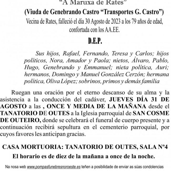 08 23 Esquela,María  Teresa González Cerzón