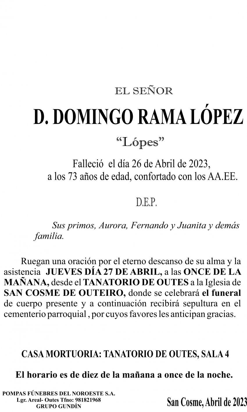 ESQUELA 23, Domingo RAma López