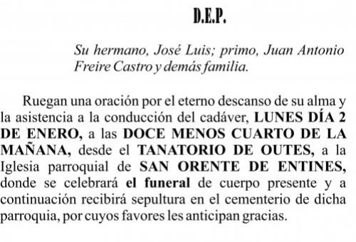 Esquela de Mario Rey Nieto