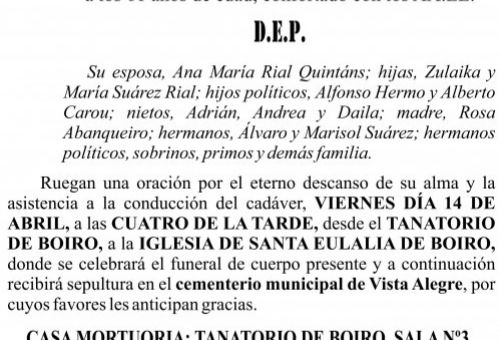 ESQUELA    José Luis Suárez Abanqueiro