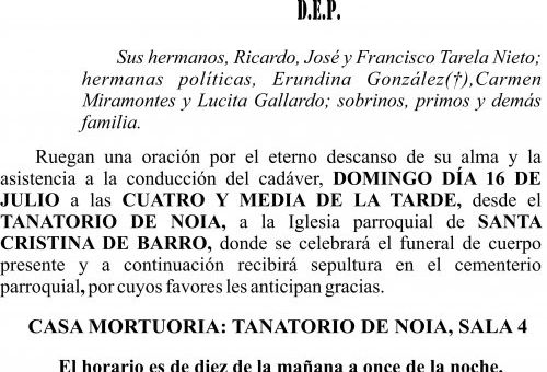 07 23 Esquela, Maria Dorinda Tarela Nieto