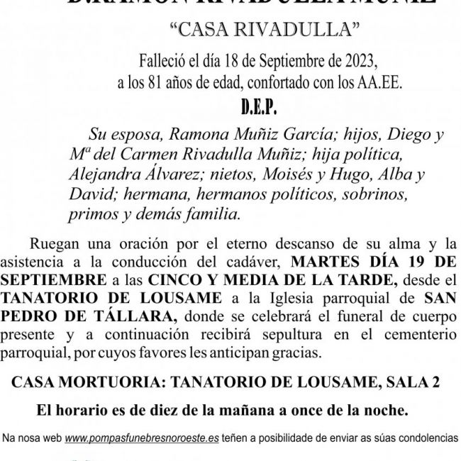 09 23 Esquela Ramón Rivadulla Muñiz