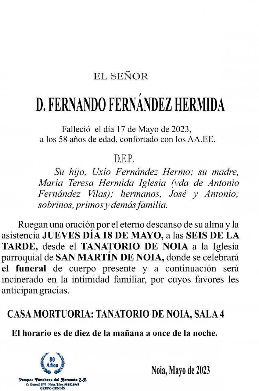 23 05 ESQUELA  Fernando Fernández Hermida