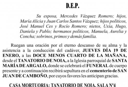 23 01 ESQUELA   Primitivo Santos Núñez