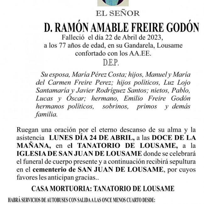 ESQUELA 23, Ramón Amable Freire Godón