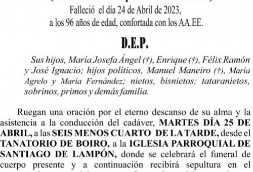 23 04 ESQUELA    Purificación Somoza Muñiz