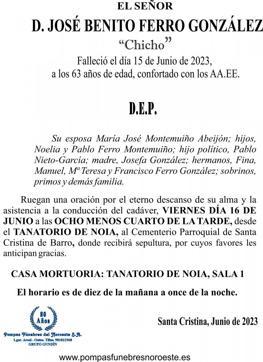 23 06 Esquela, José Benito Ferro González