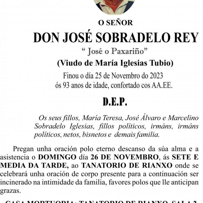 ESQUELA GALEGO  José Sobradelo Rey