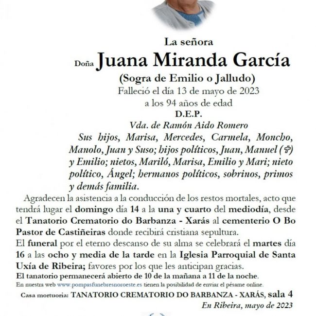 Miranda García, Juana