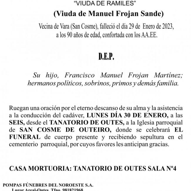 Esquela 2023 DoñaJuana Isabel Martínez Martínez (SAN COSME)