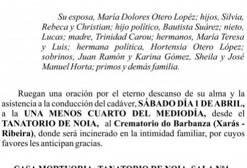Esquela José Ramón Filgueira Carou
