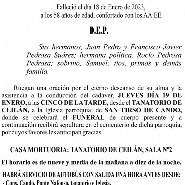 23 01 ESQUELA   José Manuel  Pedrosa Suárez