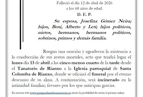 Esquela Benito Bravo