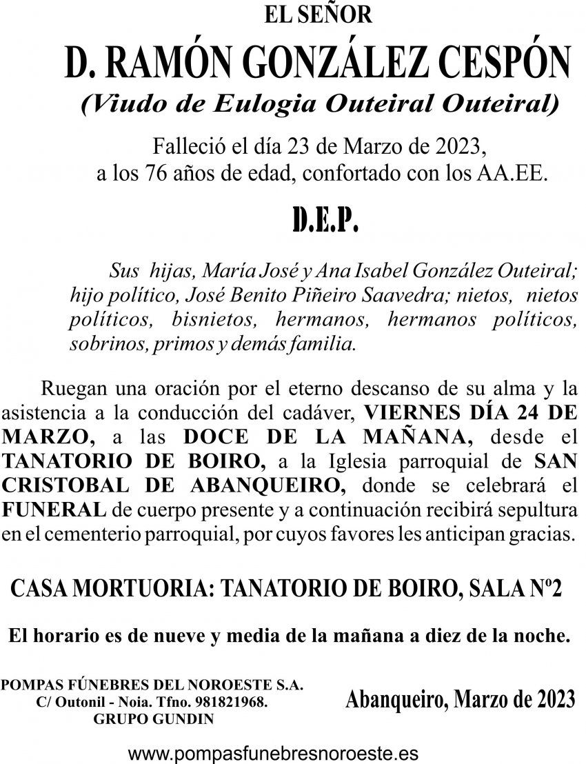 23 03 ESQUELA   Ramón González Cespón