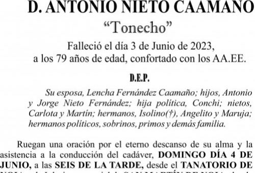 Esquela de Antonio Nieto Caamaño