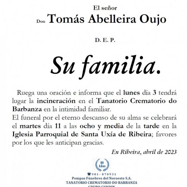 Abelleira Oujo, Tomás
