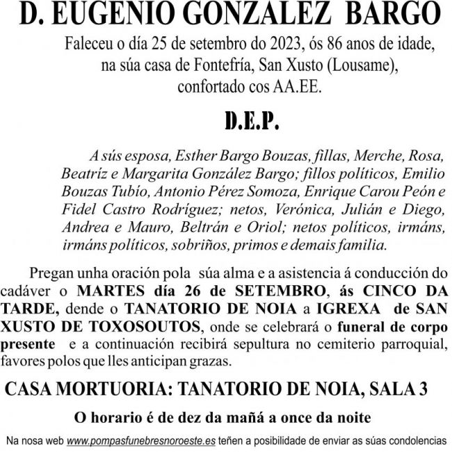 ESQUELA GALEGO 09 23   González Eugenio Bargo